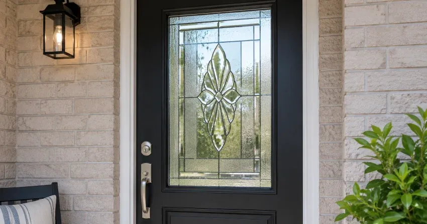 technician replacing a cracked decorative glass panel in Whitby