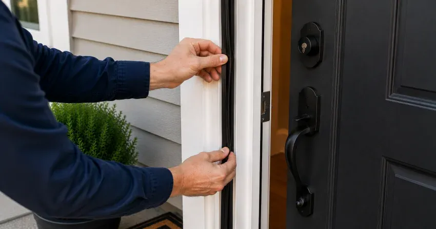 technician performing light test on door seal in Whitby
