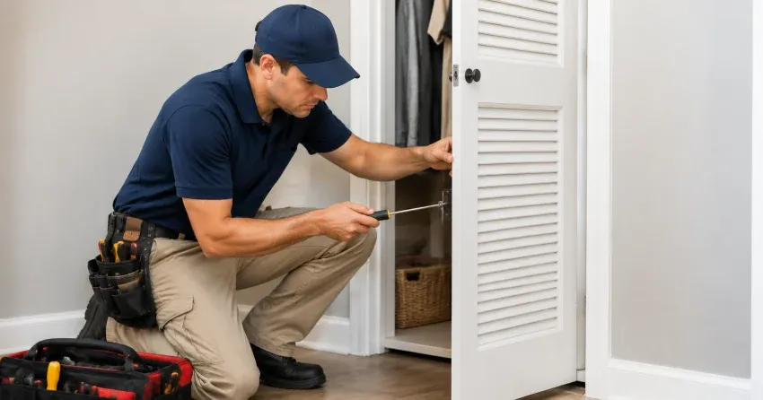 technician repairing doorbell button and wiring in Whitby