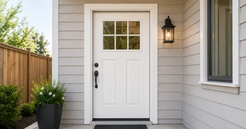 technician installing exterior door frame in Whitby