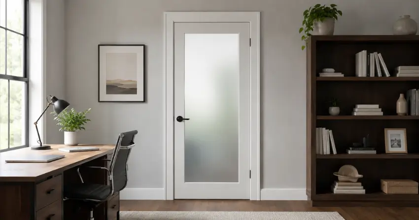 frosted interior door installed in home office in Whitby