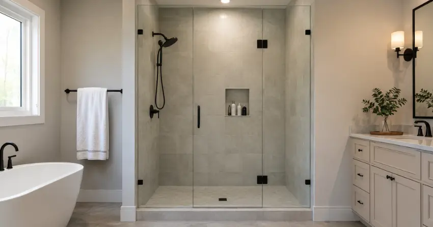 new frameless glass shower door installed in Brooklin, Whitby