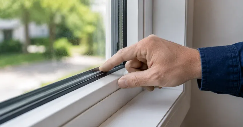 technician inspecting window glass seal in Whitby